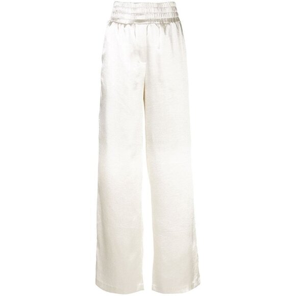 NWT Cinq à Sept ivory shiny wide leg pants, XS - Picture 12 of 16